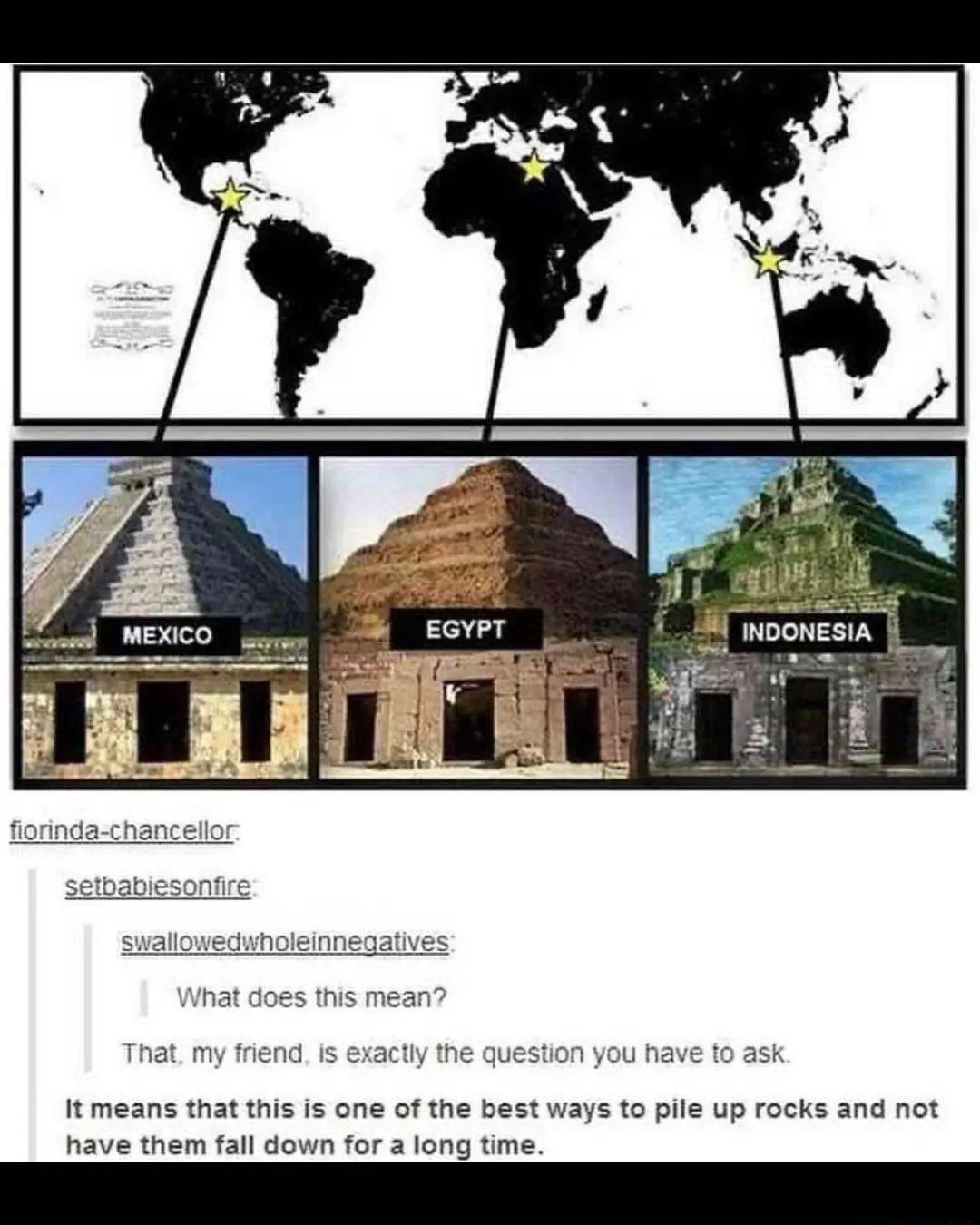 It means that this is one of the best ways to pile up rocks and not have them fall down for a long time