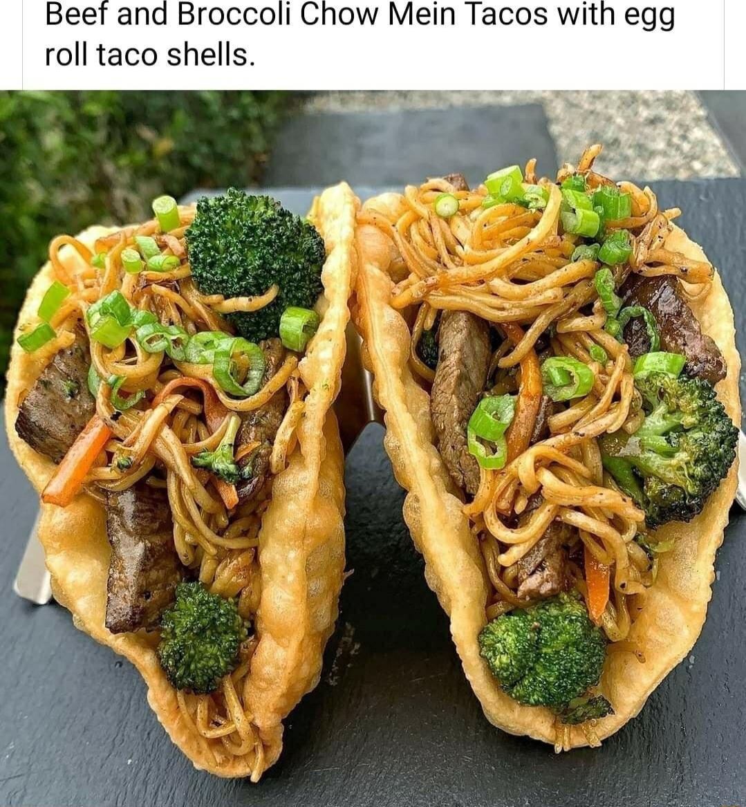 ow Mein Tacos witl roll taco shells