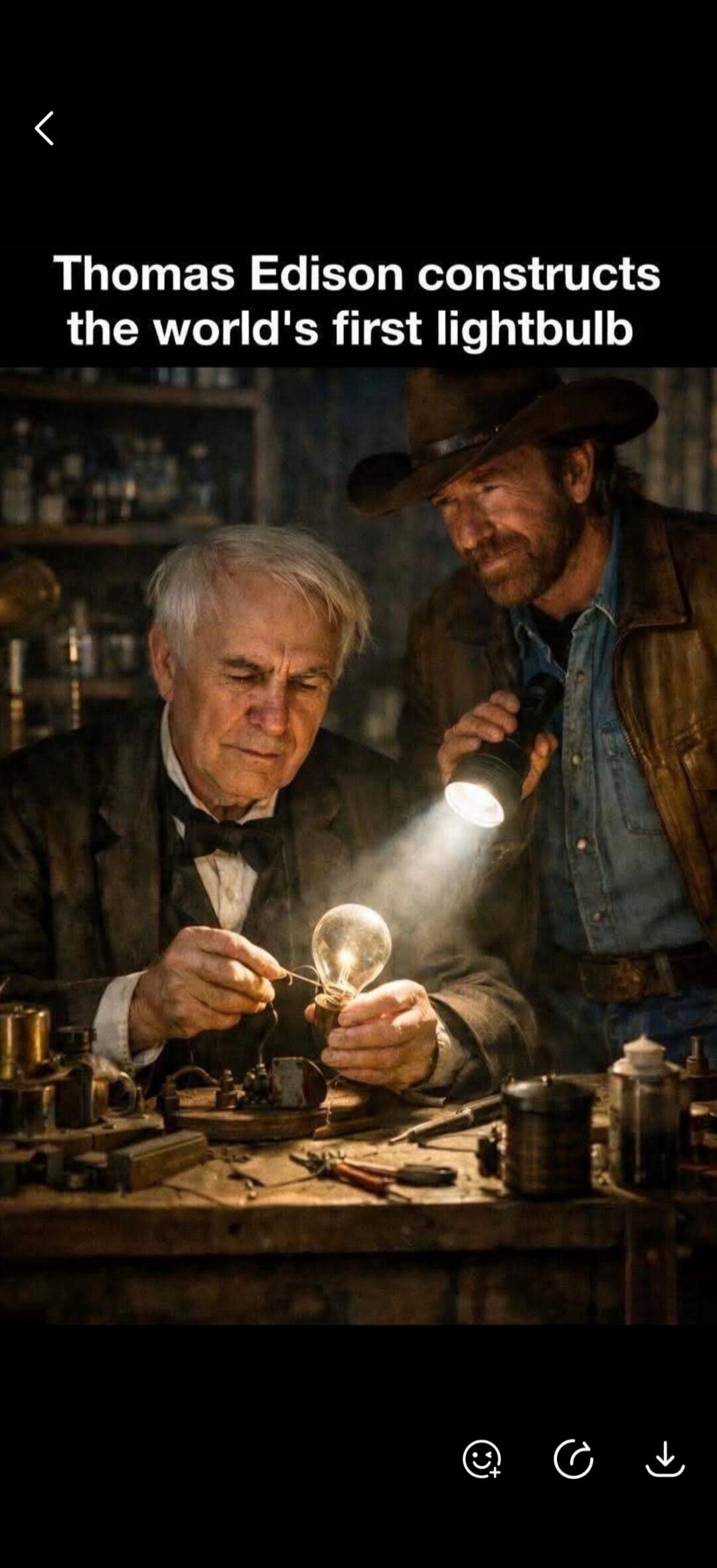 Thomas Edison constructs the world's first lightbulb