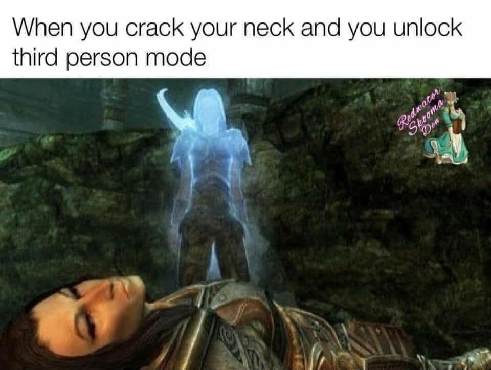 When you crack your neck and you unlock third person mode