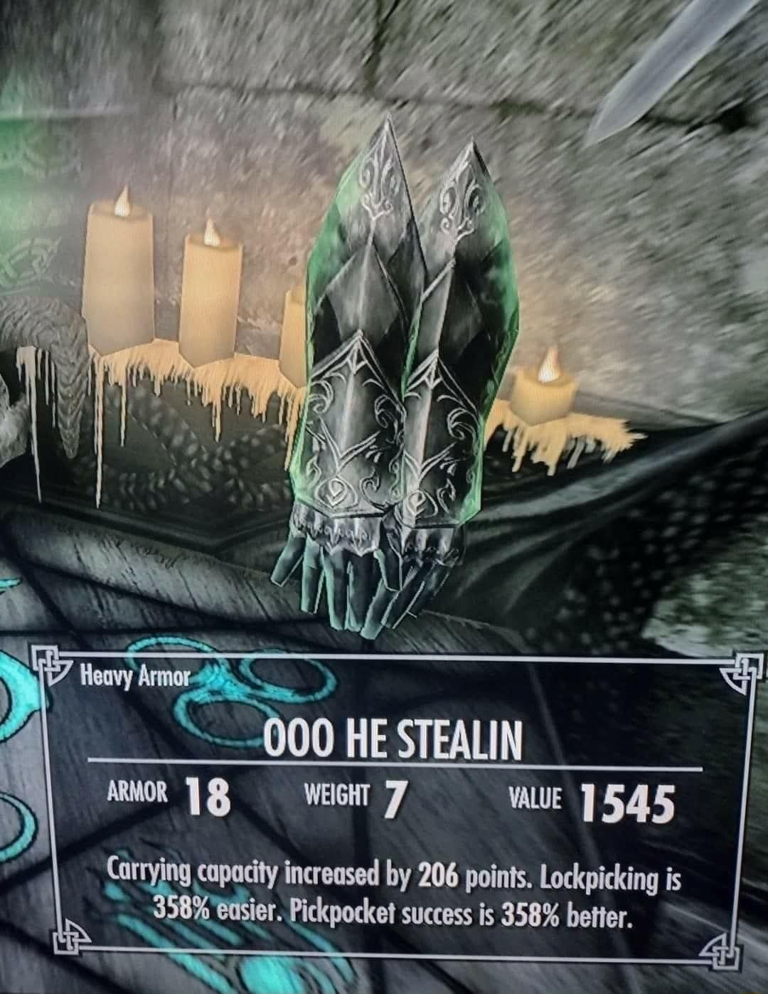 000 HE STEALIN o 1g wery w1545 WMMMMMMMVK asier Pickpocket success is 358 better e