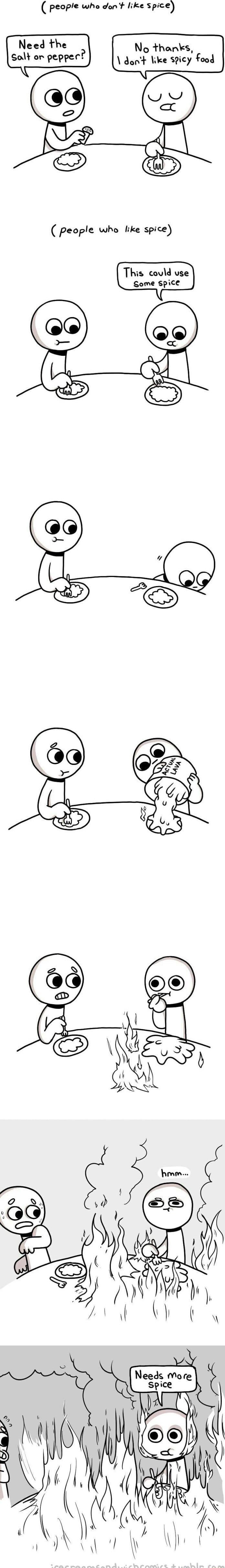 people who dont like spice Need the No thanks dont like spicy food Solt or peppert