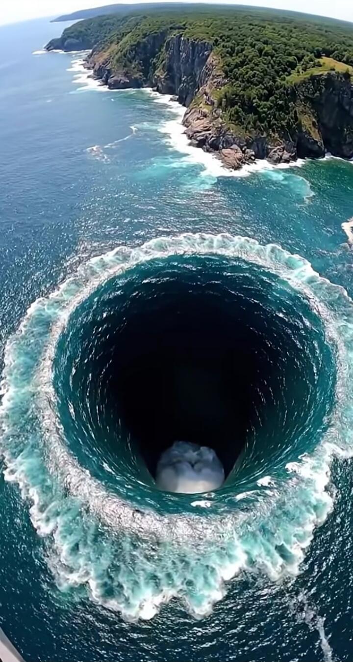 The Great Blue Hole is a giant marine sinkhole off the coast of Belize. It lies near the center of Lighthouse Reef, a small atoll 70 kilometers (43 mi) from the mainland and 300 kilometers (186 mi) east of Belize City. The hole is circular in shape, over 300 meters (984 ft) wide and 124 meters (407 ft) deep. It was sculpted during the Pleistocene g