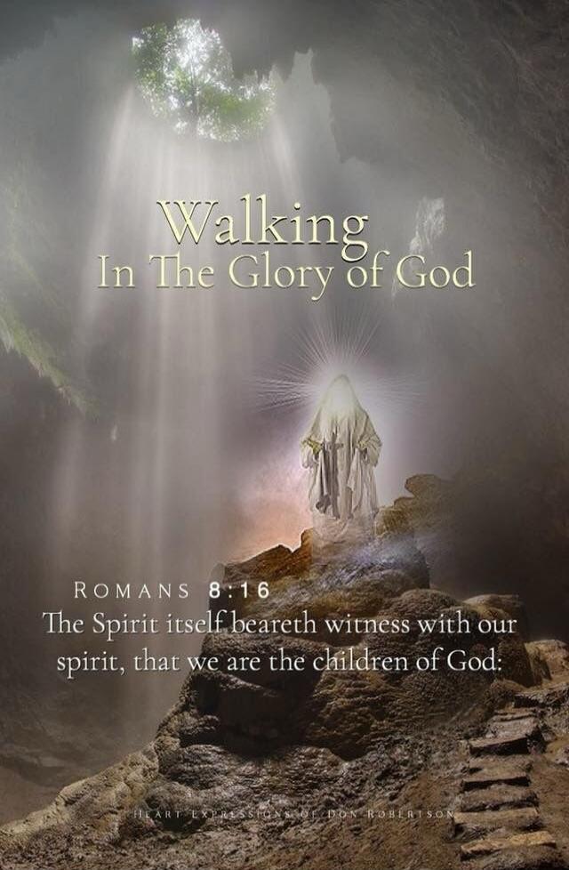 Walking In The Glory of God
ROMANS 8:16
The Spirit itself beareth witness with our spirit, that we are the children of God: