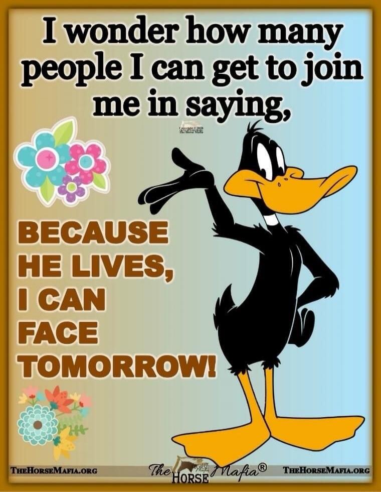 I wonder how many people I can get to join me in saying, BECAUSE HE LIVES, I CAN FACE TOMORROW!