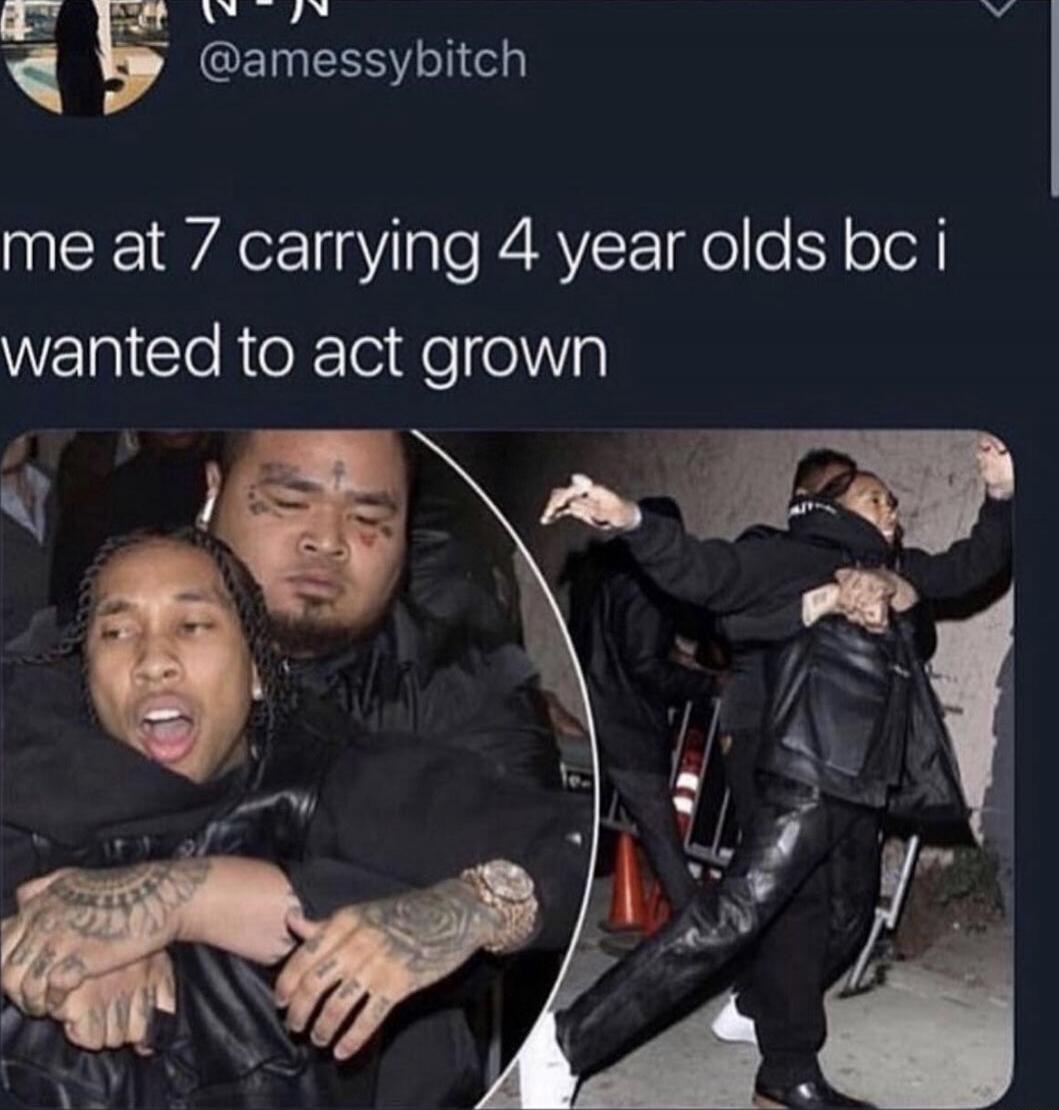 me at 7 carrying 4 year olds bc i wanted to act grown