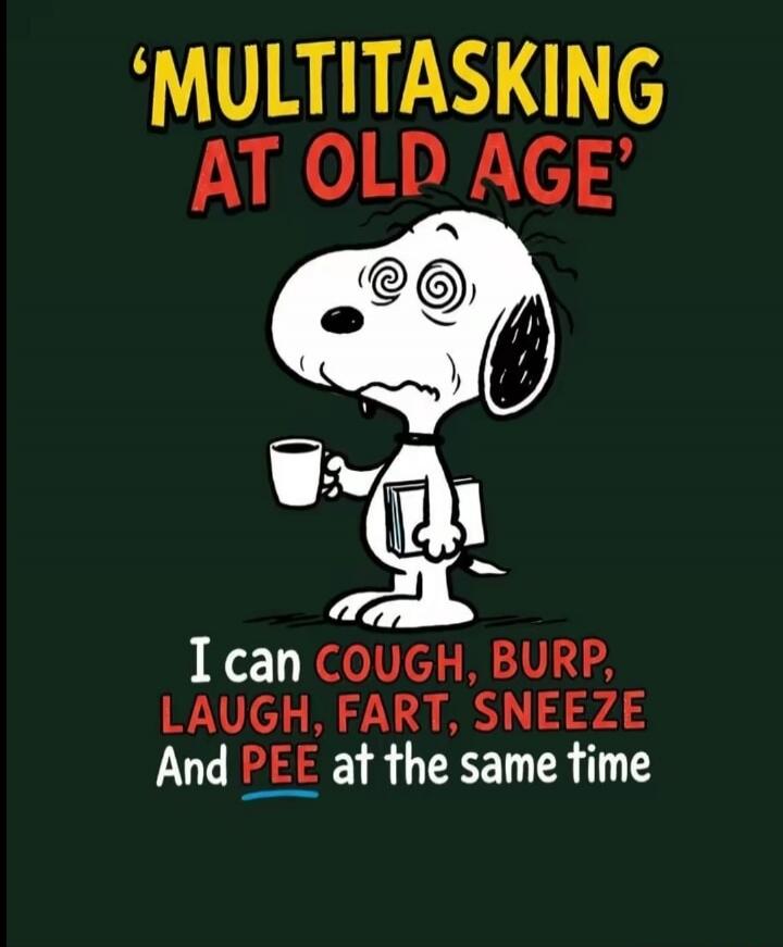 MULTITASKING AT OLD AGE I can COUGH, BURP, LAUGH, FART, SNEEZE And PEE at the same time