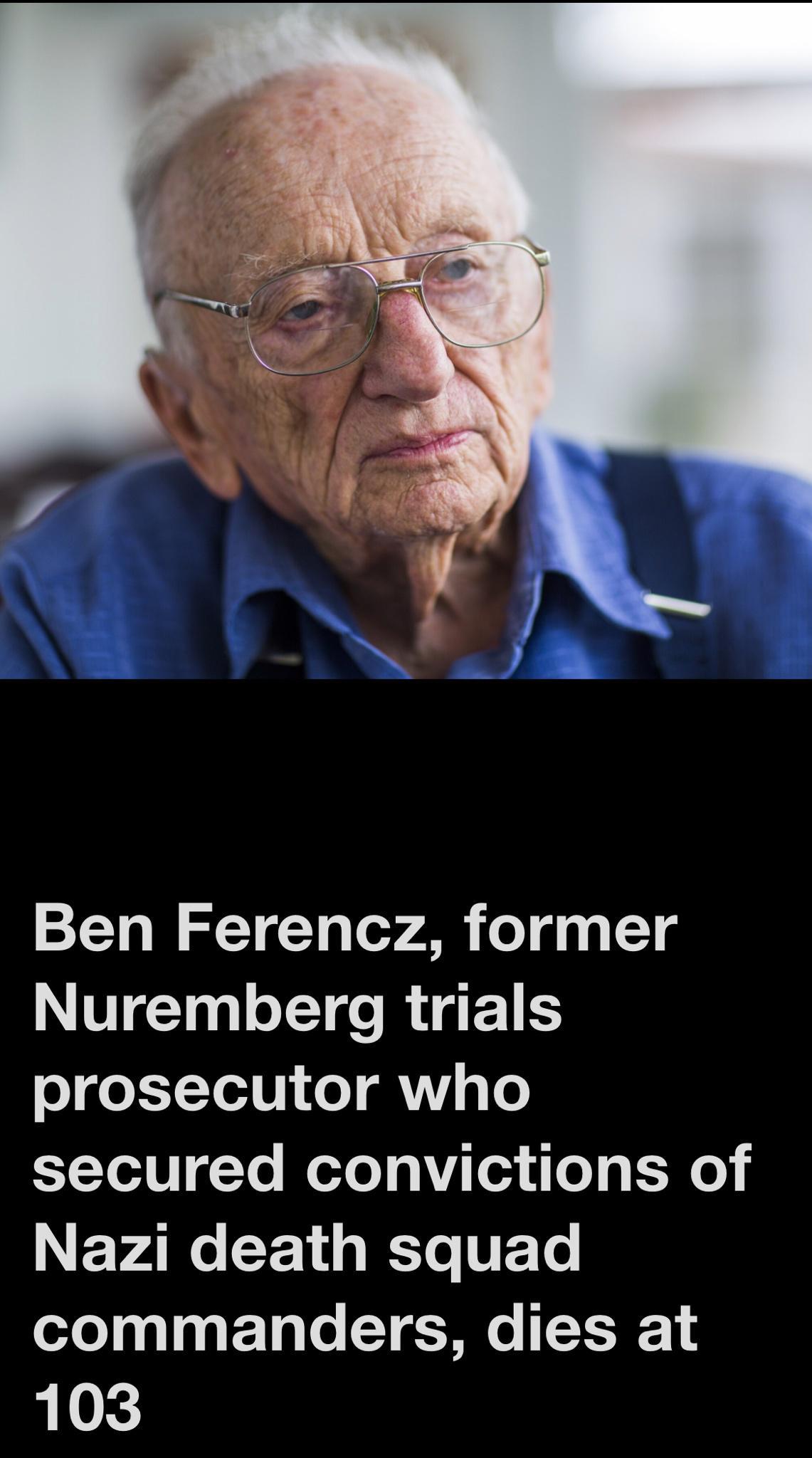 Ben Ferencz former Nuremberg trials oo T 1 Te101 o AVV s To ETT0 Yo WeTo T WiTea o s o EVANeY 14 Yo VETo commanders dies at 103