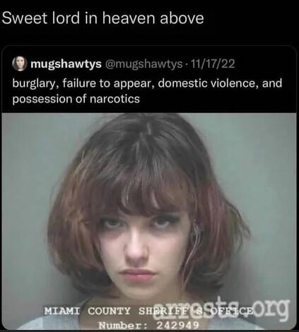 Sweet lord in heaven above mugshawtys mugshawtys 111722 burglary failure to appear domestic violence and possession of narcotics