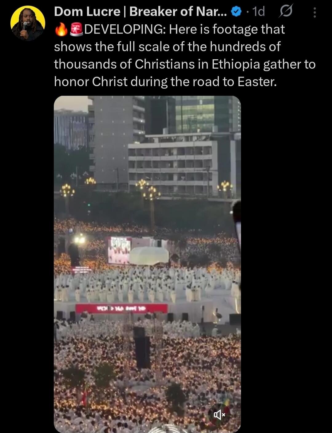 DEVELOPING: Here is footage that shows the full scale of the hundreds of thousands of Christians in Ethiopia gather to honor Christ during the road to Easter.