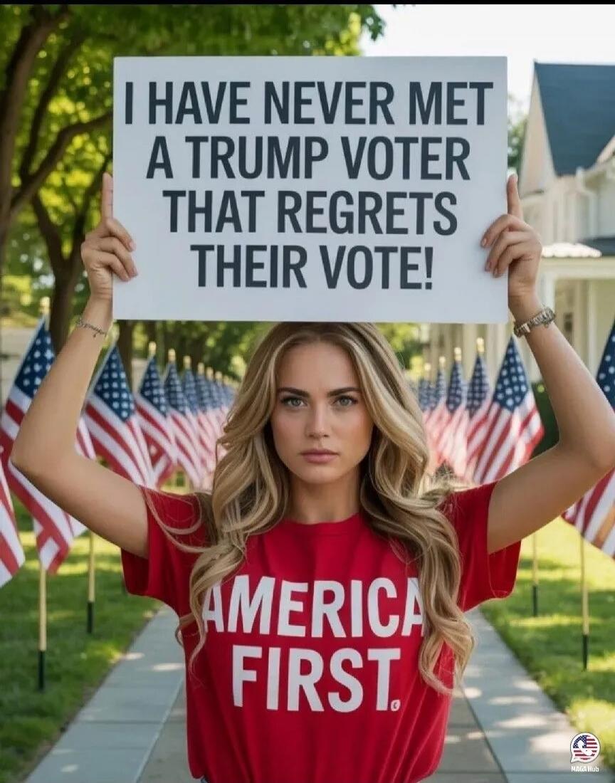 I HAVE NEVER MET A TRUMP VOTER THAT REGRETS THEIR VOTE! AMERICA FIRST.