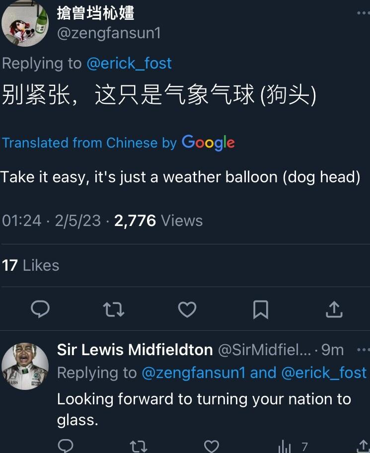 REEIE r4lel VY Replying to erick_fost ARK XRBSKEIKHX Translated from Chinese by Google LGRS I N VS RN GIET o E oTe Ty W e ole My TF Te 0124 2523 2776 Views 17 Likes 9 e V R Sir Lewis Midfieldton SirMidfiel 9m Replying to zengfansun1 and erick_fost Looking forward to turning your nation to eEEEN Q C 5 22 W 7