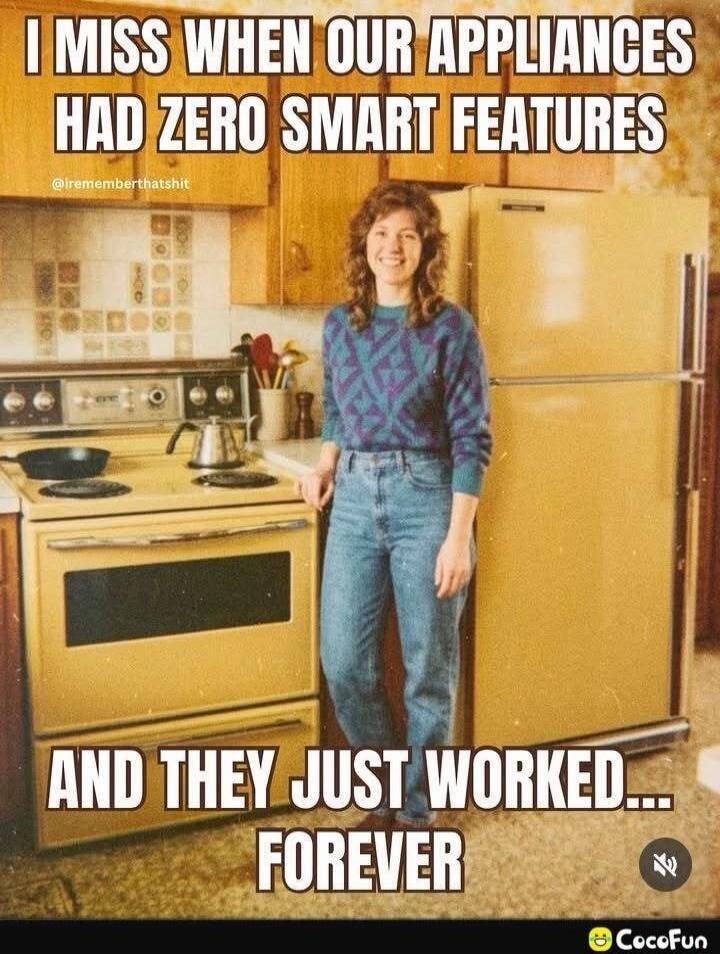 I MISS WHEN OUR APPLIANCES HAD ZERO SMART FEATURES AND THEY JUST WORKED... FOREVER @irememberthatshit