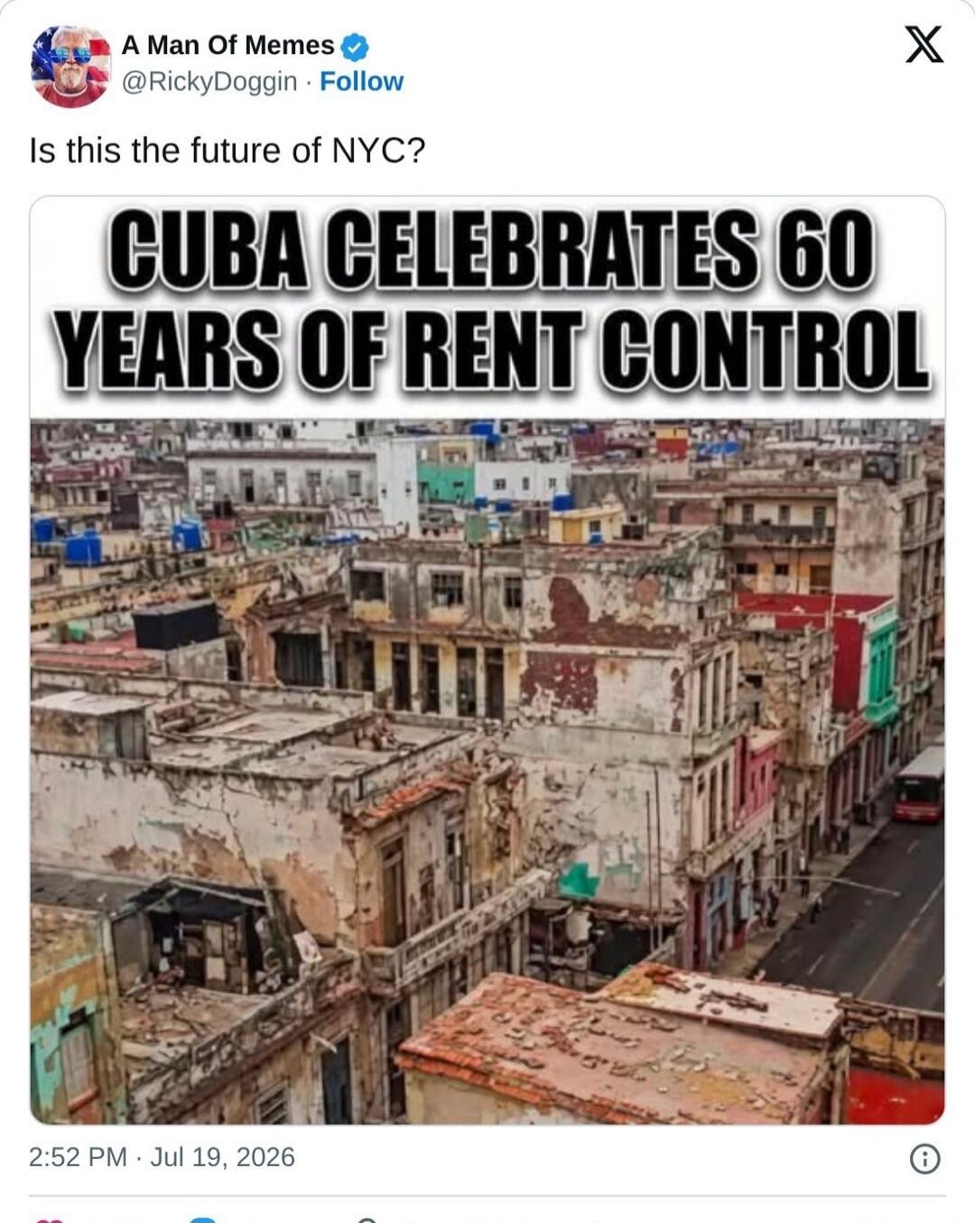 Is this the future of NYC? CUBA CELEBRATES 60 YEARS OF RENT CONTROL