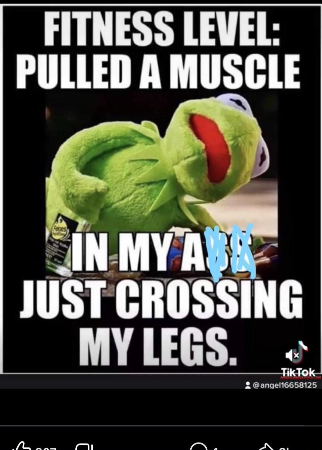 FITNESS LEVEL: PULLED A MUSCLE IN MY ASS JUST CROSSING MY LEGS.