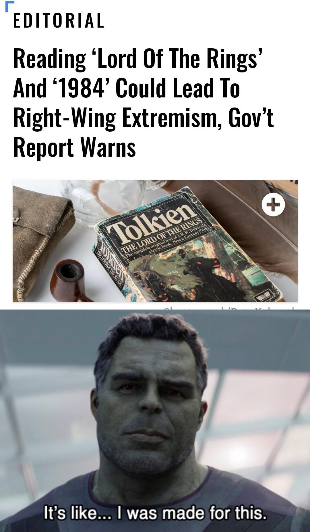 rElITORIAI Reading Lord Of The Rings And 1984 Could Lead To Right Wing Extremism Govt Report Warns KVEENUECER IR GITEN