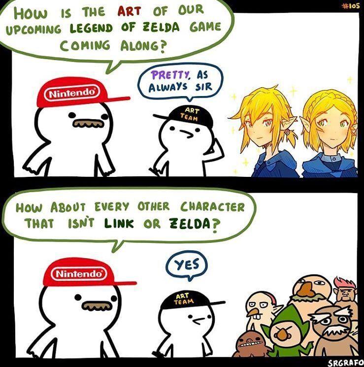 P How 1s THE ART OF OUR UPCOMING LEGEND OF ZELDA GAME COMING ALONG How ABoUT EVERY OTHER CHARACTER THAT ISNT LINK OR ZELDA
