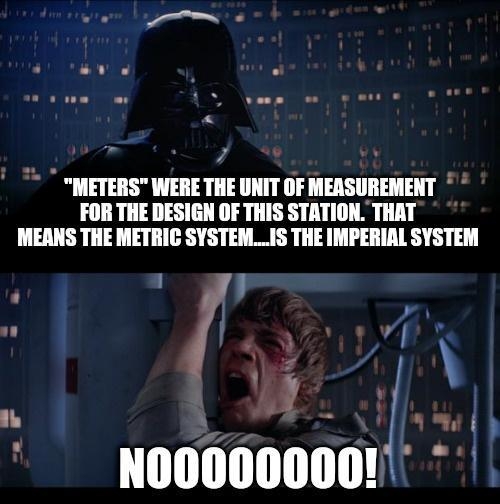 METERS WERE THE UNIT OF MEASUREMENT FOR THE DESIGN OF THIS STATION THAT MEANS THE METRIC SYSTEMIS THE IMPERIAL SYSTEM ifz ol t 5 H00000000