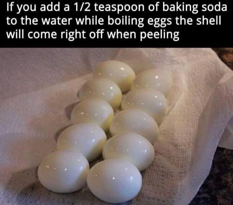 IRV R VPR CER oToTely Rol f o E TS 8 o1 E to the water while boiling eggs the shell will come right off when peeling