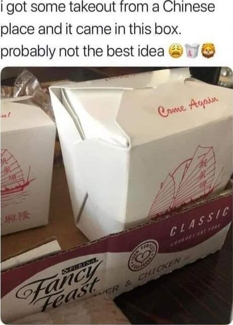 got some takeout place and it came in this box probably not the best idea