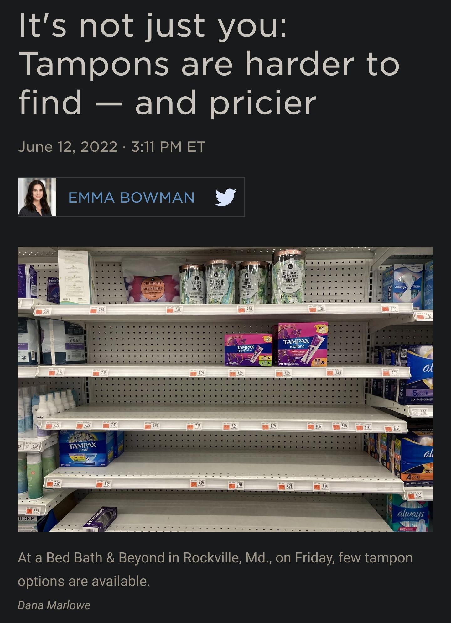 Its not just you Tampons are harder to laYe Iait121c N oldleil June 12 2022 311 PM ET SV NIVIVVNNE AN 1Yo WA 1 o RN 515 o o Lo 1o W R ToTel V71 S fo KoY s W R i T EEYAR 1WA 10 g o oo options are available DE Nl o