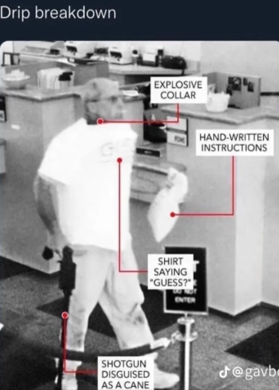 Drip breakdown HAND WRITTEN INSTRUCTIONS SHIRT SAYING GUESS SHOTGUN DISGUISED AS A CANE