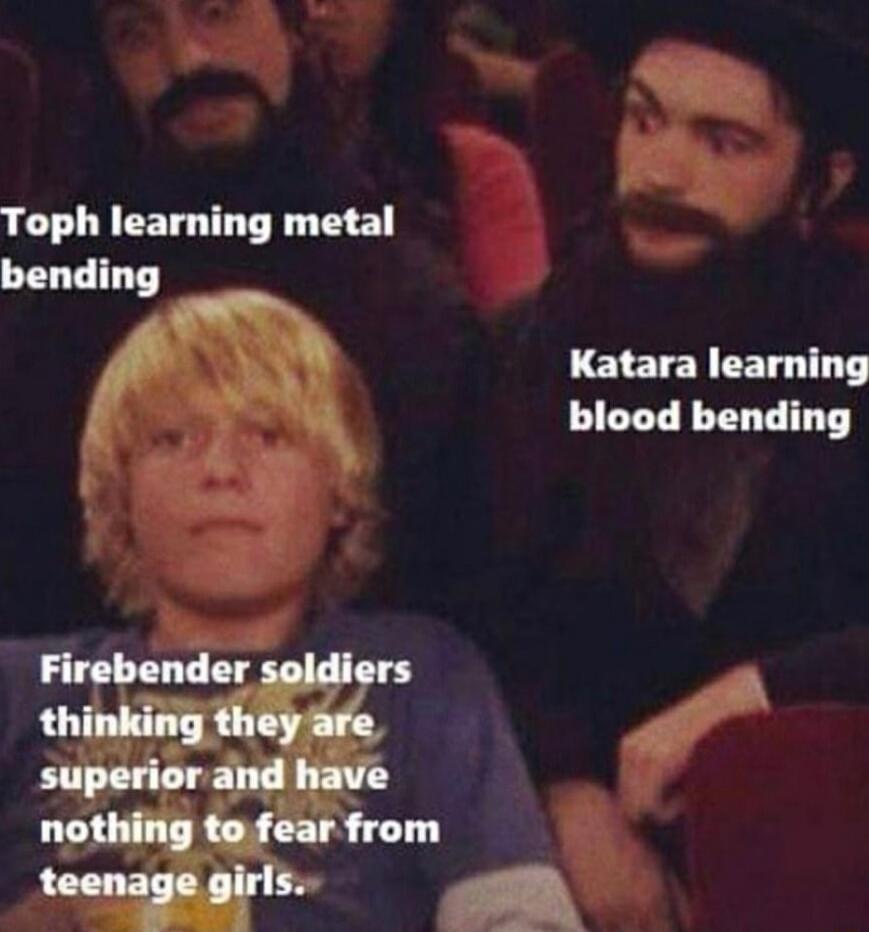 g Toph learning metal bending Katara learning blood bending e 7 t 4 ge girls