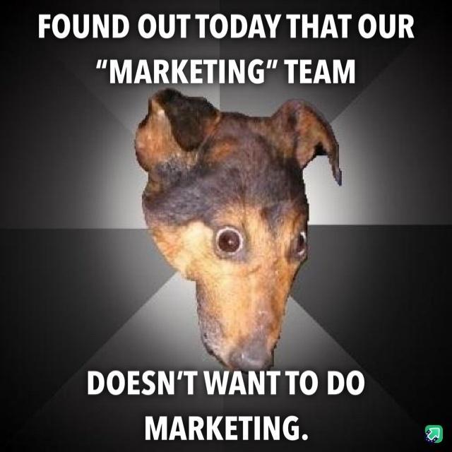 DR R DIVE L EYR IV MARKETING TEAM g 3 g a1 Py o DOESNT WANTTO DO MARKETING