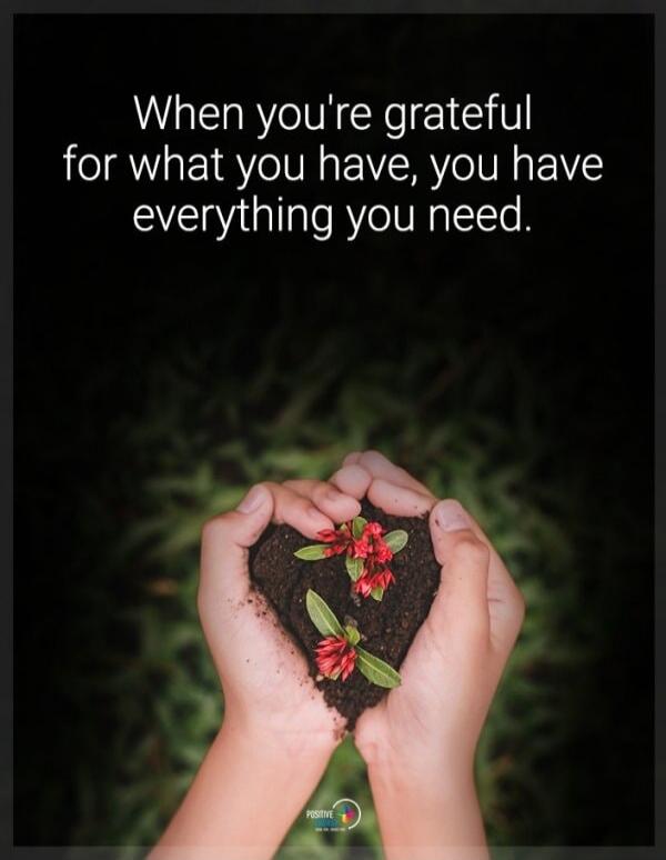 When you're grateful for what you have, you have everything you need. POSITIVE