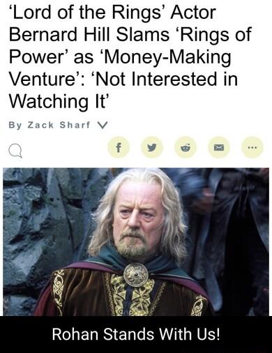 Lord of the Rings Actor Bernard Hill Slams Rings of Power as Money Making Venture Not Interested in Watching It By Zack Sharf Vv R ERRSERRAWTI NV