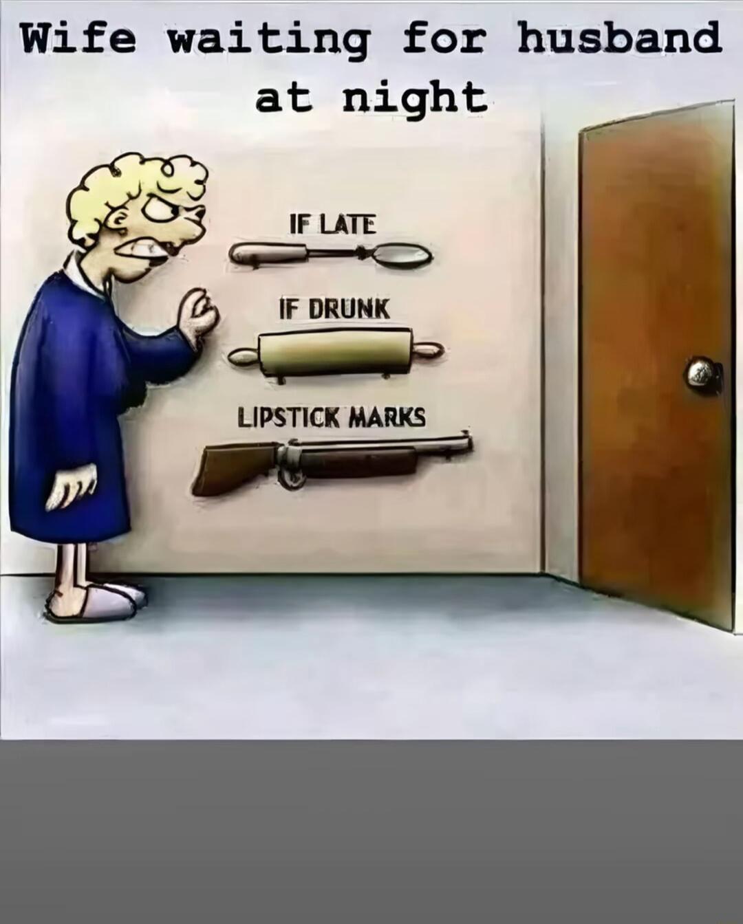 Wife waiting for husband at night