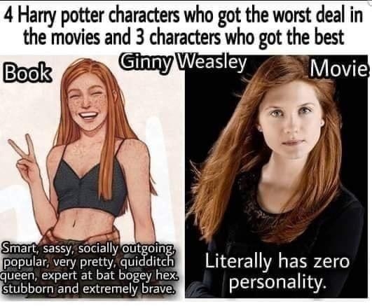 4 Hany potter characters who got the worst deal in the movies and 3 characters who got the best Literally has zero PEELLEL A