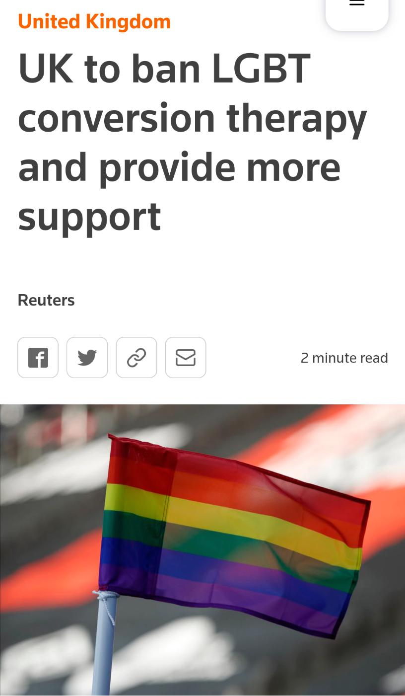 UK to ban LGBT conversion therapy and provide more support