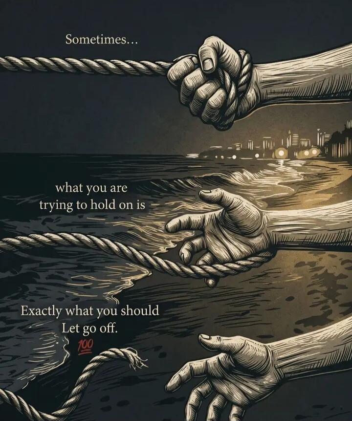 Sometimes... what you are trying to hold on is Exactly what you should Let go off. 💯