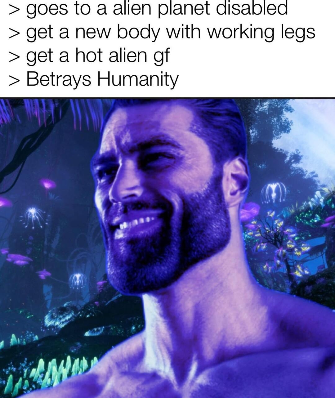 goes to a alien planet get a new body with working legs get a hot alien gf Betrays Humanity