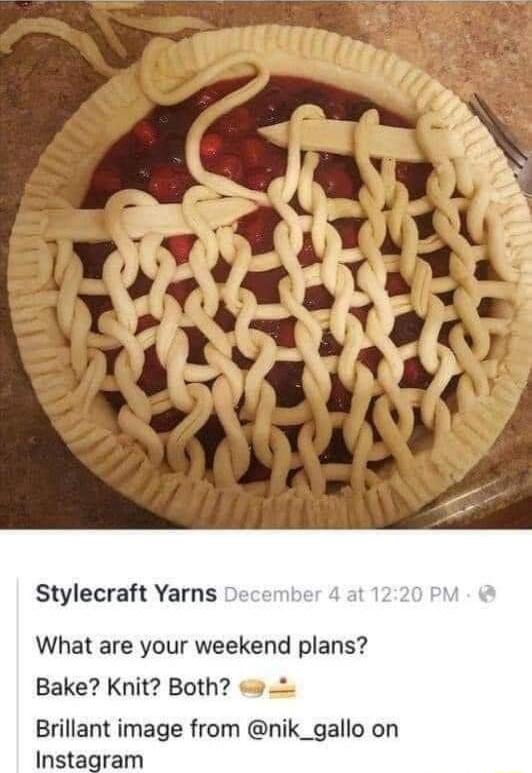 Stylecraft Yarns What are your weekend plans Bake Knit Both s Brillant image from nik_gallo on Instagram