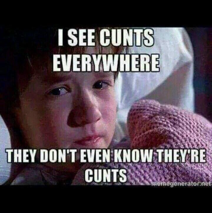 I SEE CUNTS EVERYWHERE THEY DON'T EVEN KNOW THEY'RE CUNTS