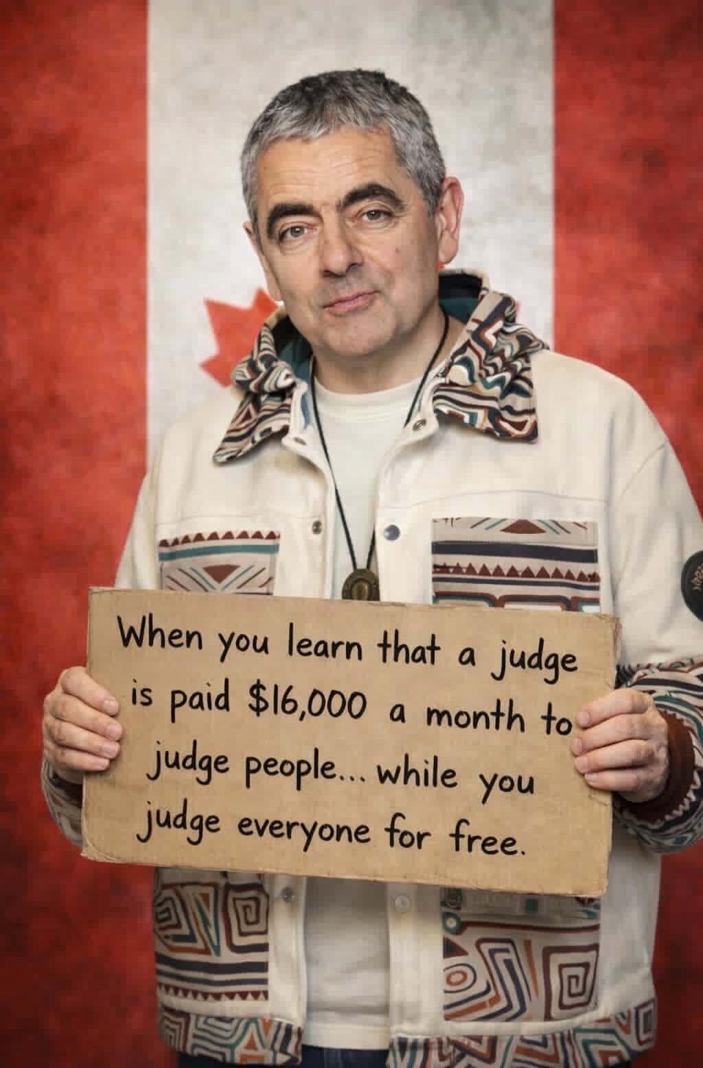 When you learn that a judge is paid $16,000 a month to judge people... while you judge everyone for free.