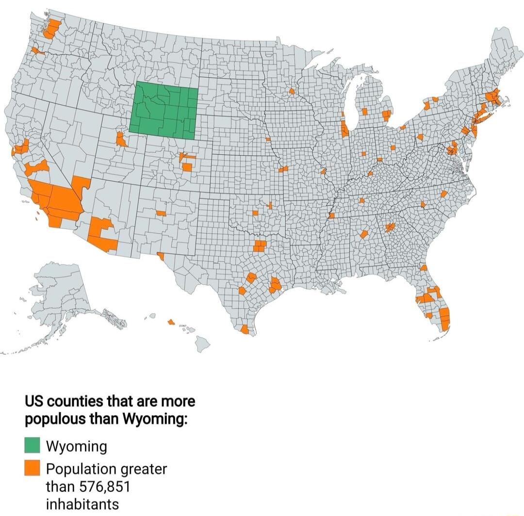 US counties that are more populous than Wyoming I Wyoming M Population greater than 576851 inhabitants