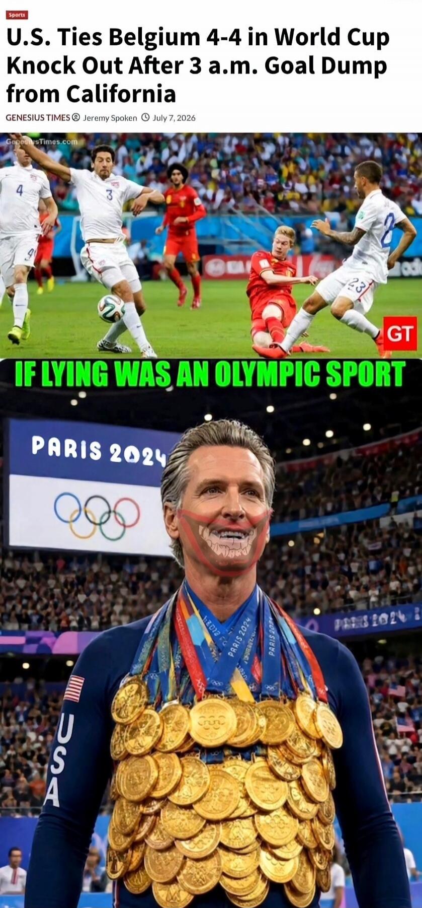 U.S. Ties Belgium 4-4 in World Cup Knock Out After 3 a.m. Goal Dump from California IF LYING WAS AN OLYMPIC SPORT PARIS 2024 USA