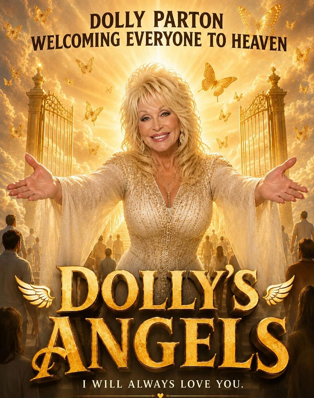 DOLLY PARTON WELCOMING EVERYONE TO HEAVEN DOLLY'S ANGELS I WILL ALWAYS LOVE YOU.