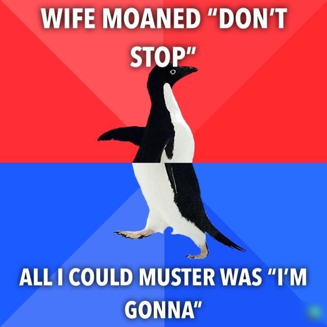 WIFE MOANED DONT STOP ALL COULD MUSTER WAS IM GONNA