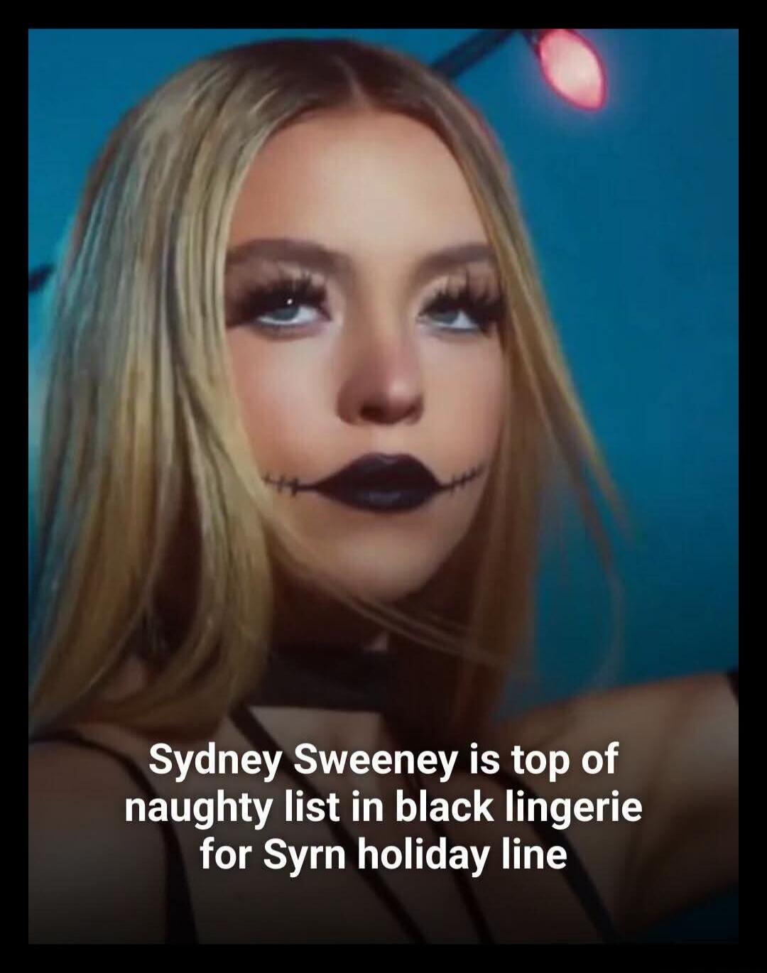Sydney Sweeney is top of naughty list in black lingerie for Syrn holiday line