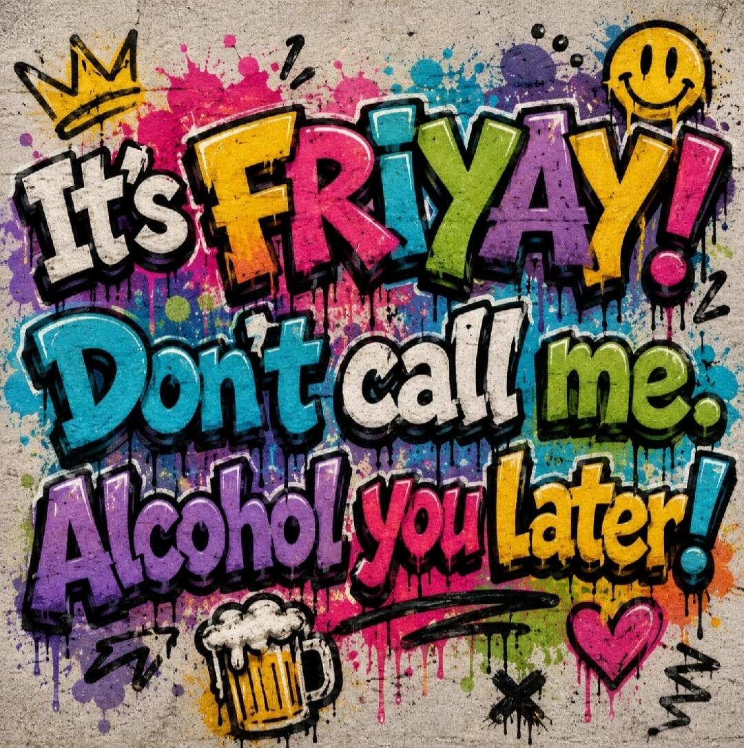 It's FRIYAY! Don't call me. Alcohol you Later!