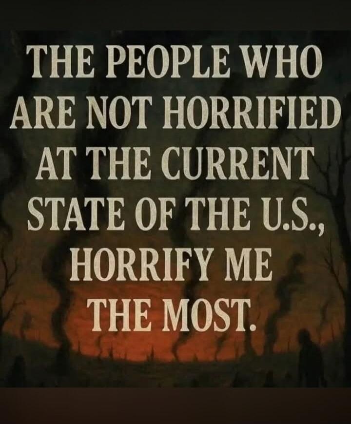 THE PEOPLE WHO ARE NOT HORRIFIED AT THE CURRENT STATE OF THE U.S., HORRIFY ME THE MOST.