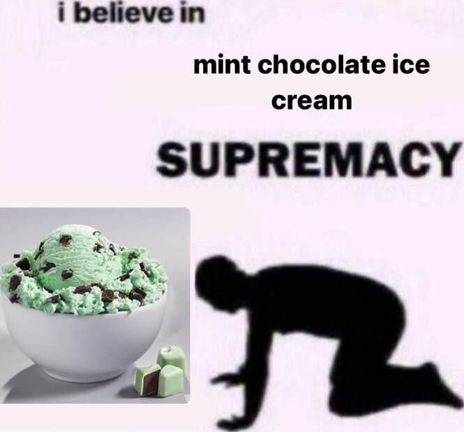 i believe in mint chocolate ice cream SUPREMACY