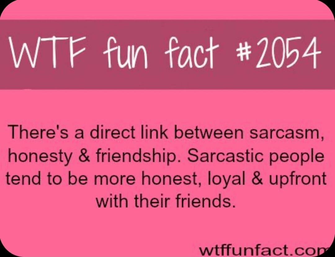 Theres a direct link between sarcasm honesty friendship Sarcastic people tend to be more honest loyal upfront with their friends witffunfact lod