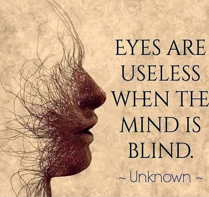EYES ARE USELESS WHEN THE MIND IS BLIND. ~ Unknown ~