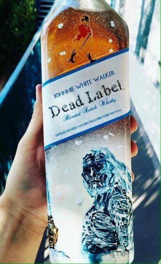 JOHNNIE WHITE WALKER Dead Label. Blended Scotch Whisky DISTILLED BLENDED AND BOTTLED NORTH OF THE WALL