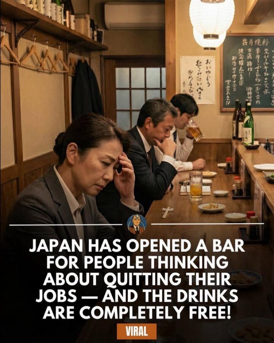 JAPAN HAS OPENED A BAR FOR PEOPLE THINKING ABOUT QUITTING THEIR JOBS — AND THE DRINKS ARE COMPLETELY FREE!